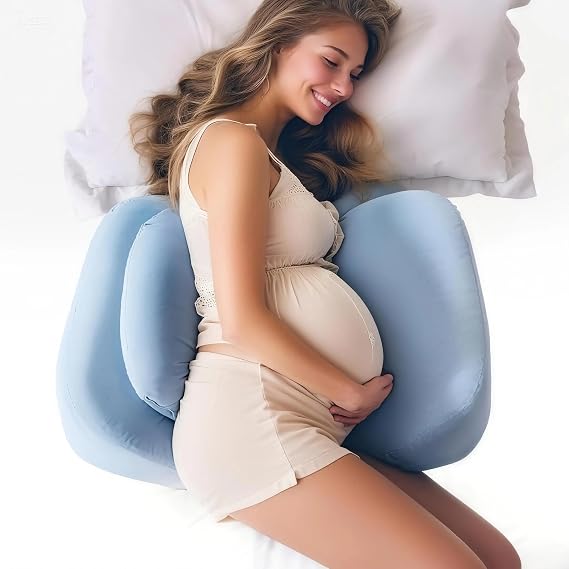 Pregnancy Pillows for Sleeping, Upgraded Memory Foam Maternity Pillow, Pregnancy Wedge Pillow for Pregnant Women with Cooling Removable, Washable Cover, Support for Belly,Back (Blue)