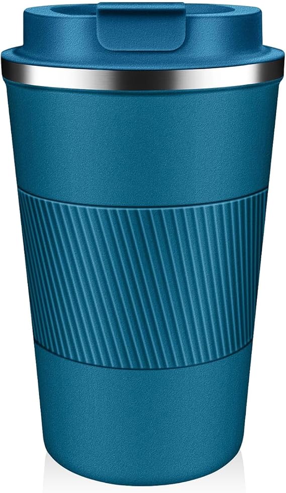 Travel Mugs, Coffee to go Mug 380ml Insulated Coffee Cup with Leakproof Lid,Reusable Double Walled Coffee Mug,Stainless Steel Thermal Cup for Hot Cold Drinks (Blue,380ml)