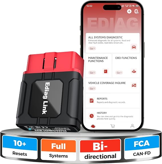 KINGBOLEN Ediag Link OBD2 Scanner bluetooth Bi-directional All System Car Diagnostic Tool For IOS & Android,10+ Resets (Injector/TPMS/DPF/SAS/Oil/ABS/Brake/ETS/EGR/BMS),Smog Check,Repair Guide,CAN FD