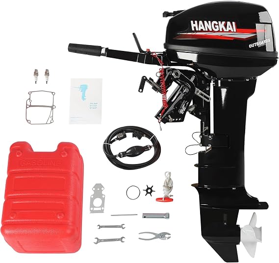 Hangkai Outboard Motor,18HP 2 Stroke Outboard Motor, Water Cooling System Boat Motor Long Shaft Heavy Duty Hangkai Outboard Motor CDI Ignition System
