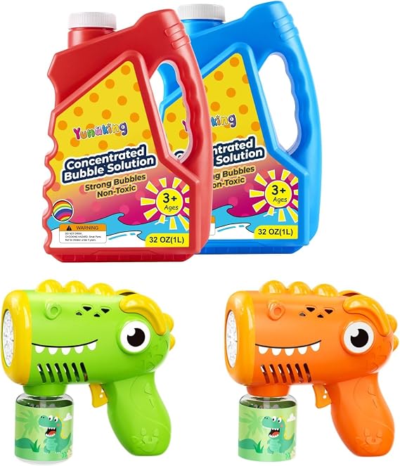 2Pack Bubble Gun with 64OZ Concentrated Bubble Solution