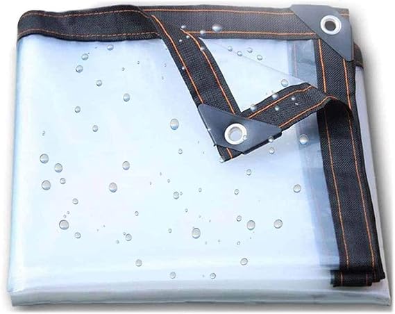 Transparent Tarp, Waterproof 7x10Ft, Clear Tarpaulin, Heavy Duty with Metal Grommets, Reinforced Corners, Multi-Purpose