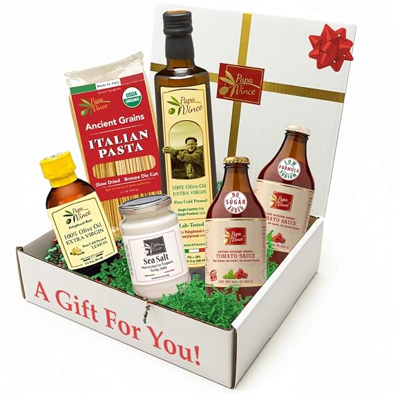 Papa Vince Italian Food Basket - Gourmet Gifts for Italians crafted in Italy from locally sourced organic ingredients by our family in Sicily, Italy