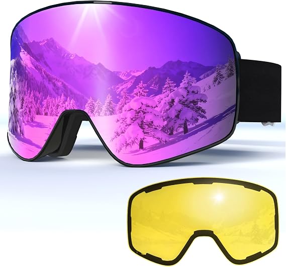 SKi Goggles,YH212 OTG Snow Goggles with 2 Interchangeable Lens