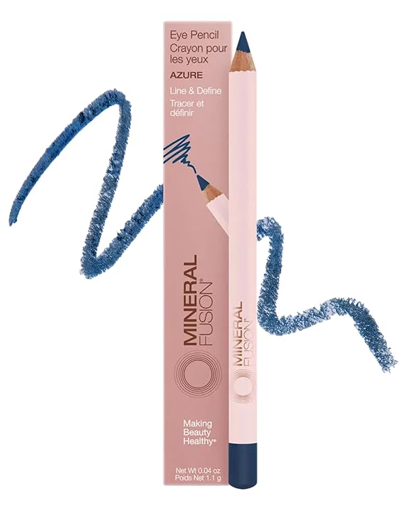 Mineral Fusion Eye Pencil (Navy Blue - Azure) | Eyeliner with Soothing Chamomile, Meadowfoam & Vitamin E, Smooth & Long Lasting, Hypoallergenic, Non-Irritating Eye Makeup