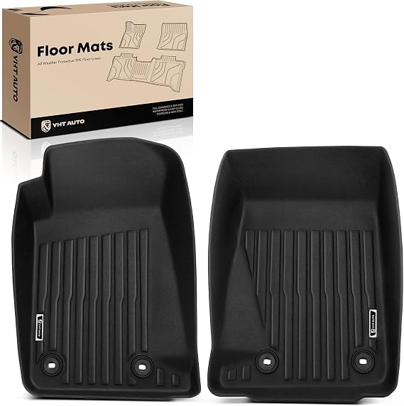 YHTAUTO Automotive Floor Mats for Chevrolet Camaro 2010-2015 (2-Door) | TPE All Weather Car Mats, Anti-Slip & Custom Fit Floor Liners | 1st Row, Black, Set of 2