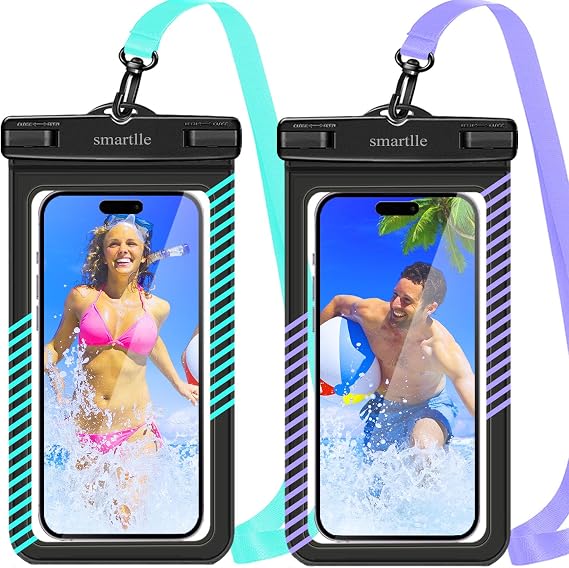 Waterproof Phone Pouches Bags Holder, Cell Phone Water Protectors Pouch Bag 2 Pack for Swimming, IPX8 Water Proof Phone Cases pouch for iPhone 15 14 13 Pro Max 12 11, for Galaxy S24 S23 Ultra 7"