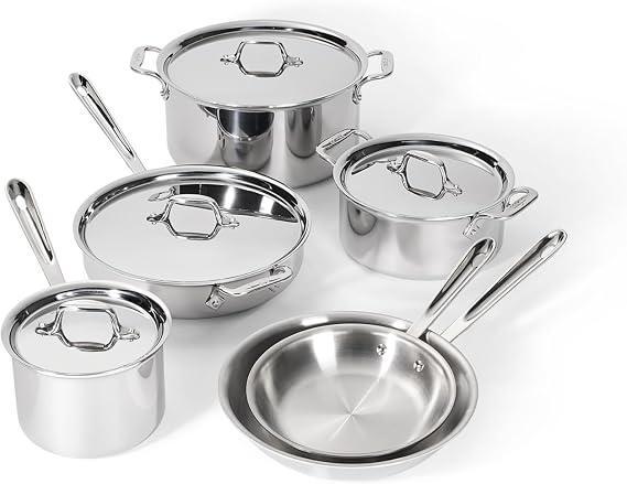 All-Clad D3 Stainless Steel Cookware Set, 10-Piece, Made in the USA