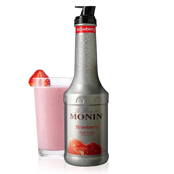 Monin - Strawberry Puree, Juicy and Sweet, Great for Sodas and Teas, Gluten-Free, Vegan, Non-GMO (1 Liter)