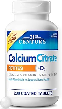 21st Century Calcium Citrate + D3 Petites Coated Tablets 200 ea