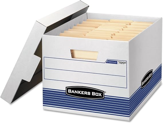 Bankers Box 00789 Quick/Stor Box, Ltr/Lgl, 12-Inch x15-Inch x10-Inch, 12/CT, White/Blue