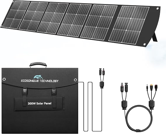 300W Portable Solar Panel 40V MC4 & Multi-Output for Most Power Stations | Foldable & Lightweight Solar Suitcase with Kickstands for Power Stations for Solar Generators, RVs, Camping, and Outdoor Use