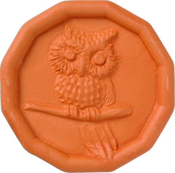 JBK Pottery Terracotta Brown Sugar Saver Handmade Terra Cotta Sugar Keeper with Decorative Discs Food-Safe Brown Sugar Keeper, Made in the USA - Owl