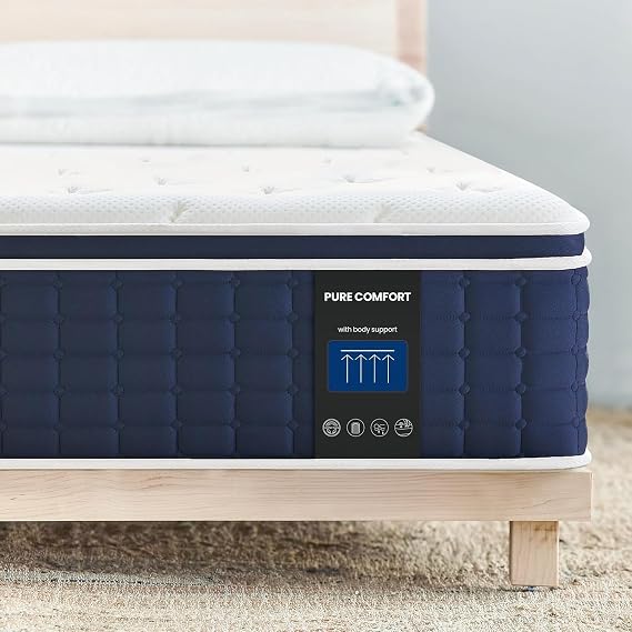 Coolvie Queen Mattress 14 Inch - Medium Plush Euro Top Hybrid Mattress