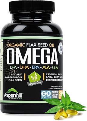Omega 3-6-9 Blend with DPA, EPA, DHA, ALA and GLA with Fish, Borage and Organic Flax Seed Oil - Over 2,400 Milligram Strength - Gluten Free - Made in The USA - 60 Soft-Gels