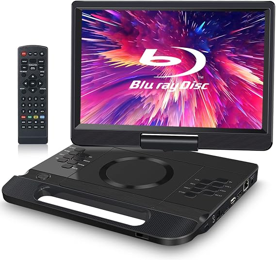 FANGOR 12 Inch Portable Blu-ray Player 1080P LCD 270° Rotation CPRM HDMI Output Support 3 Power Supply 5 Hours Playback Car Support | 持ち手付きで携帯便利、4500mAh内蔵バッテリー搭載、車載シガーソケット ACアダプター対応の3電源設計 CPRM対応 リージョンフリー USB再生 イヤホン接続対応 車中泊 旅行 キャンプ 自宅鑑賞向け 日本語取扱説明書付き、安心の1年保証