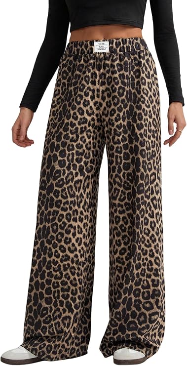 GORGLITTER Women's Cheetah Print Pants Leopard Straight Leg Sweatpants
