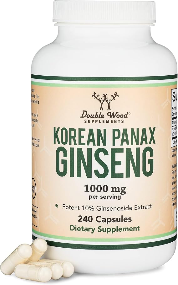 Korean Red Panax Ginseng, 10% Ginsenosides, Energy + Focus, 240 Capsules | Energy, Focus + Vitality Supplement, 10% Ginsenosides, Circulation + Stamina Support, Caffeine-Free, Third-Party Tested
