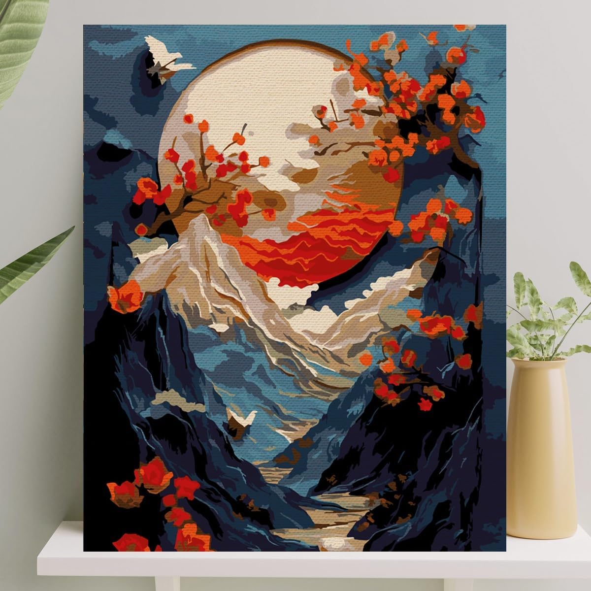 Painting Canvas Set with Numbers Brush Paint Included Slatched 40x50 CM - Mountains