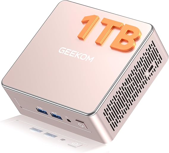 GEEKOM A5 2025 Version Mini PC AMD Ryzen 5 7430U, 16GB RAM, 1TB M.2 NVMe SSD, Mini Desktop Computer Windows 11 Pro Support 8K UHD 4 Display/Wi-Fi 6/BT 5.2/2 x HDMI 2.0/2 x USB 3.2