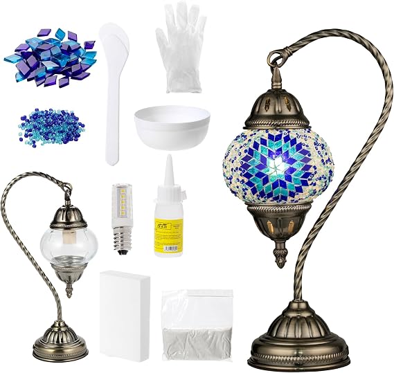Marrakech DIY Turkish Mosaic Lamp Kit for Adult, Handmade Stained Glass Kit