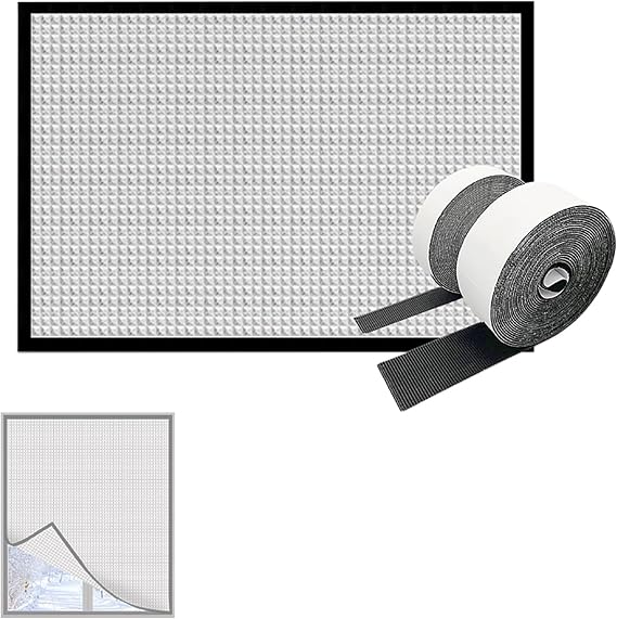 Window Insulation Kits, 7MM Aluminum Foil Cotton Thermal Window Cover, Window Winterizing Kit, Winter Warm Cold Air Windproof Draperies for Windows, Black/White Edging(Black,60x140cm/24x55in)