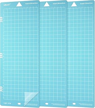 Likcut Light Grip 4.5" x 12" Cutting Mat for Glee S501 Cutter, Precision Adhesive Sticky Blue Quilting Replacement Cut Mats Accessories, DIY Cardstock, Vinyl Craft Easy-to-Clean Cutting Mats, 3 Packs