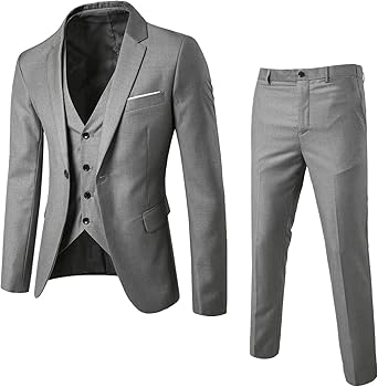 Mens Slim Fit Suits 3 Piece Man Suits Mens Slim Fit 3 Piece Suit Set One Button Solid Suit Blazers Jacket Vest Pants Wedding Business Suit Prom Tuxedo Suits
