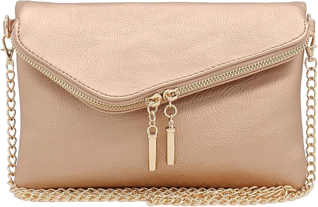 FashionPuzzle Envelope Wristlet Clutch Crossbody Bag with Chain Strap