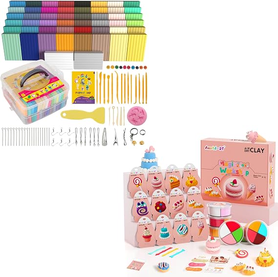 Aestd-ST Polymer Clay 50 Colors & Air Dry Clay Kit - Cake Themed