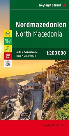North Macedonia, road map 1:200,000, top 10 tips