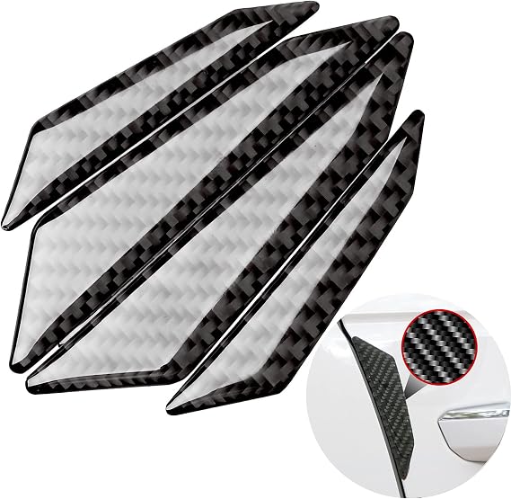 Voroly 4 Pcs Real Carbon Fiber Car Side Door Edge Protection Guards Universal Auto Bumper Guard Anti-Scratch Protector Trim Stickers