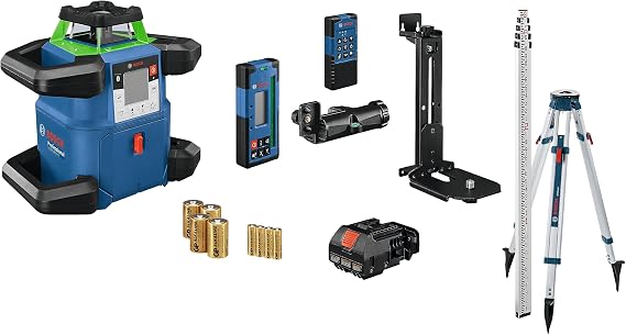 BOSCH GRL4000-90CHVK-S REVOLVE 18V Connected Green-Beam Self-Leveling Horizontal/Vertical Rotary Laser Kit, Includes Tripod, Grade Rod, Receiver, Battery Adapter, Carrying Case, Accessories