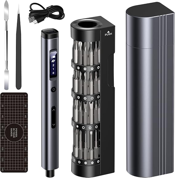 66 IN 1 Mini Electric Screwdriver Cordless, Precision Screwdriver Magnetic Bits Set with Case, USB Charging 3 Torques Settings, LED lights, Portable Repair Tool Kit for Phone PS5 Laptop