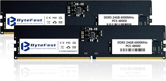 DDR5 RAM 48GB (2x24GB) 6000MHz XMP 3.0 PC5-48000 CL46 UDIMM 1.35V 288 Pin Desktop Computer Mise à Niveau RAM du Module de Mémoire