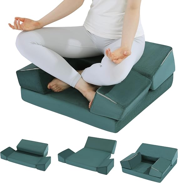 HOMBYS Large Meditation Cushion Foam Meditation Pillows for Sitting on Floor, Yoga Pillow for Adult, Meditation Mat with 2 Knee Cushions and Hip Support-3 Shapes for Different People