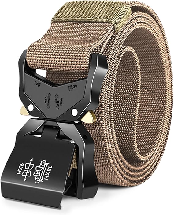 Men Tactical Belt, Work Belts for Men Military Hiking Heavy Duty Belt 1.5 Inch, Nylon Webbing Tool Belt with Quick Release Metal Buckle