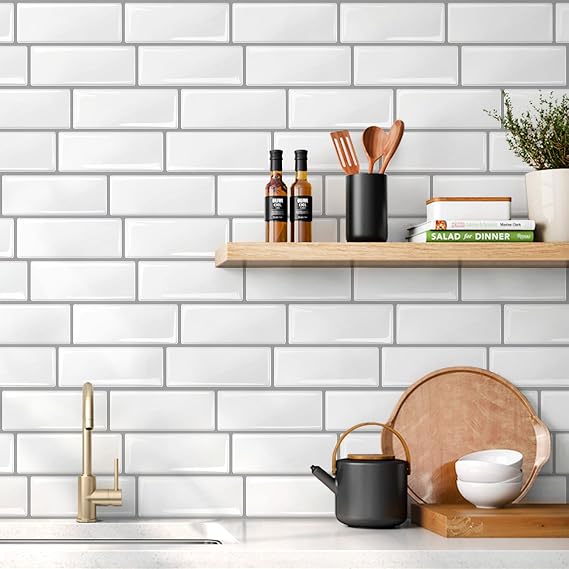 Livebor Peel and Stick Backsplash Wallpaper Kitchen Wallpaper 15.7inch x 393.7inch Tile Peel and Stick for Kitchen Countertop Tile Backsplash Contact Paper Waterproof Self Adhesive for Bathroom Vinyl