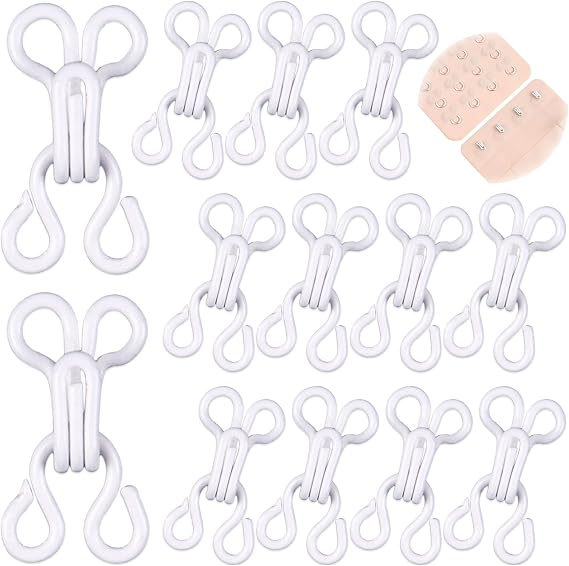White 100 Set Sewing Copper Hooks and Eyes Closure for Sewing Clothing Bra Hooks Replacement - 2#(15mm)