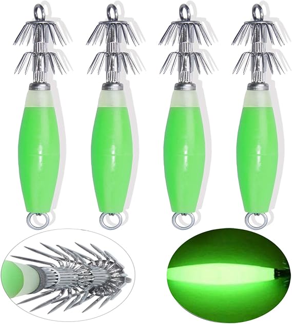 Silanon Squid Lure Luminous 4 / 10 Fishing Tackle Sutte Octopus Fishing Gear Squid Fishing Gear Spear Squid Fishing Spear Squid Fishing with Case Fluorescent 3.0 / 3.5