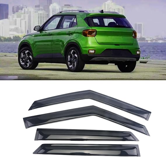 Tape-On Side Window Visor Deflectors Rain Guards for 2020-2023 H-yundai Venue Window Visors Accessories for Cars,Rain Guards Vent Visors Sun Visors, Black 4pcs Wind Vent Visors