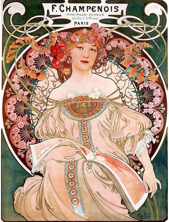 Wee Blue Coo Alphonse Mucha Champenois Old Master Painting Art Print Poster Wall Decor 12X16 Inch