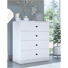 metallia GM 083 ALMINA WHITE DRESSER WITH BUTTON HANDLE WITH 4 DRAWERS