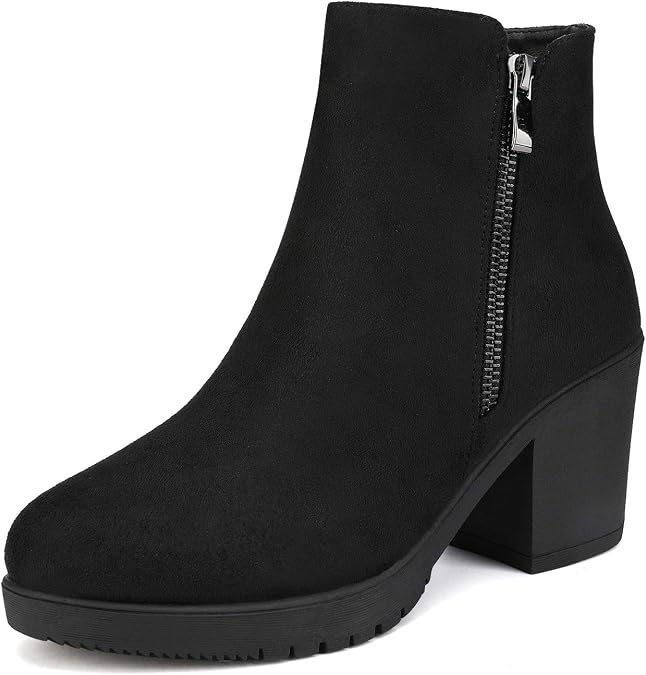 DREAM PAIRS Women's Chunky Heel Platform Ankle Boots