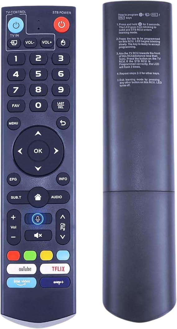 Replacement Universal Voice Remote for vSeeBox V3 Pro, V3 Plus | Fits V1, V2, V5 Pro, Elite, Max | Backlit Buttons