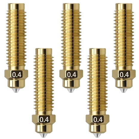 for ELEGOO Centauri Carbon Hotend Bimetallic Hardened Steel Brass Nozzle Kit, Can Replace 5 0.4mm Bimetallic Nozzles, Brass Has Strong Thermal Conductivity & Hardened Steel is Super Wear-Resistant
