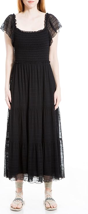 Max Studio Women's Flutter Sleeve Smocked Midi Dress