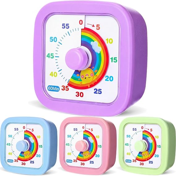 AmazingSpark 4 Pack Visual Timer, Rainbow, Purple, Blue, Pink, Green