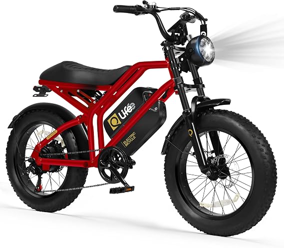 Qlife Spark/Spark Plus Electric Bike for Adults & Teens, 1800W/2000W Peak Motor 20" Fat Tires Electric Dirt Bike, 749-1498Wh Battery Ebike,