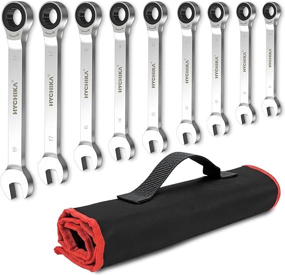 HYCHIKA Ratchet Spanner Sets, 9PCS Combination Wrenches